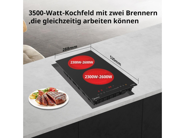 Midea Inductiekookplaat met 2 kookzones - 3500W – foto 2 – kavel bij XL Auctions