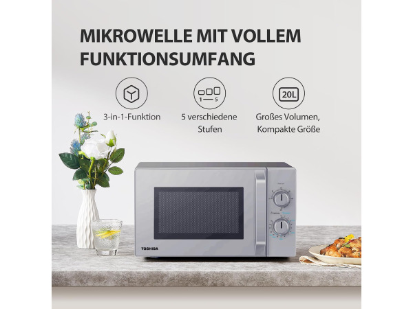 Toshiba Solo-Magnetron MW2-MM20PF(SL) - 20L - 800W – foto 2 – kavel bij XL Auctions