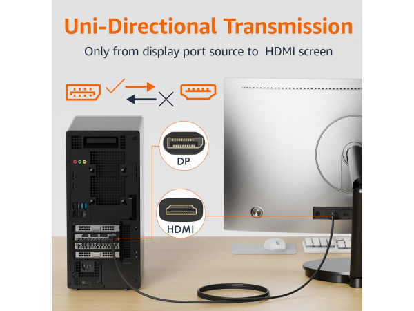Amazon Basics DisplayPort naar HDMI-kabel 4K@60Hz – foto 4 – kavel bij XL Auctions