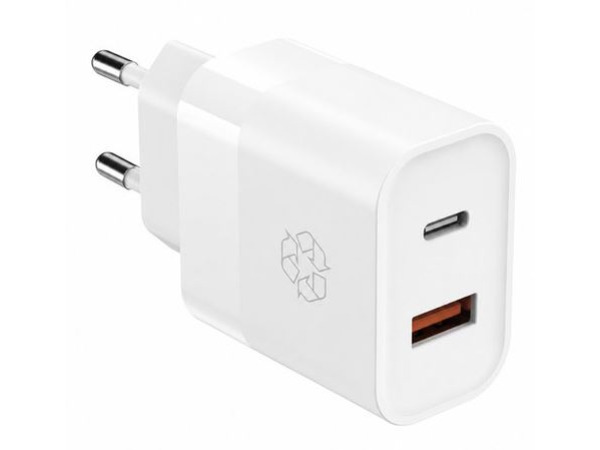 Ëssentials by Upström Dual-Port Oplader 30W – USB-C & USB-A 