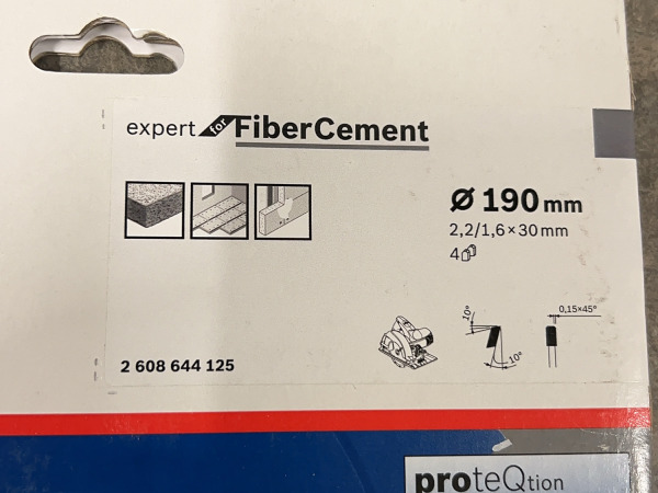 Bosch cirkelzaagblad ø190mm 4T Expert for Fiber Cement – foto 3 – kavel bij XL Auctions