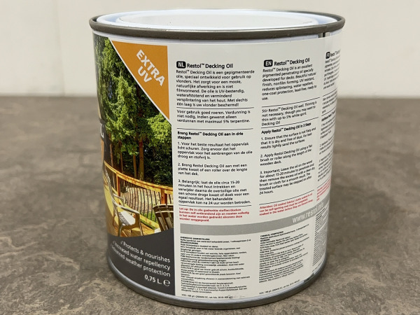 3x Restol Decking Oil houtolie Antique Pine 0,75L – foto 2 – kavel bij XL Auctions