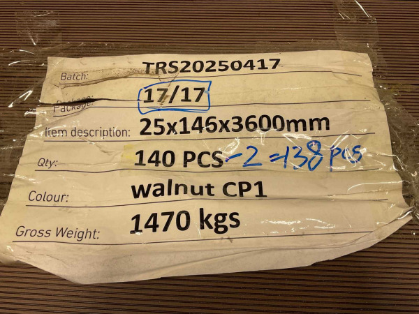 13x Bamdura composiet vlonderplank Walnoot 360x14,6x2,5cm – foto 2 – kavel bij XL Auctions