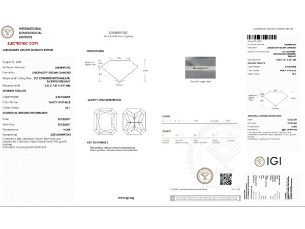 Diamant Radiant 3.94 crt ( IGI gecertificeerd ) – foto 5 – kavel bij XL Auctions