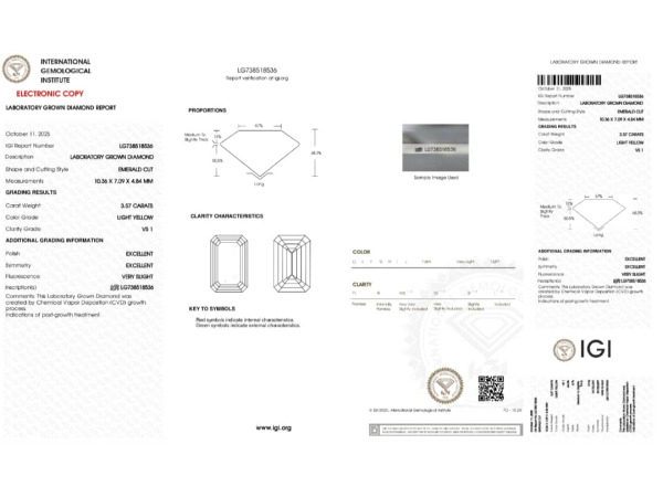 Diamant Emerald 3.57 crt ( IGI gecertificeerd ) – foto 4 – kavel bij XL Auctions