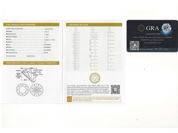 Moissanite briljant 1 crt Sapphire Blue ( GRA Gecert. ) – foto 6 – kavel bij XL Auctions