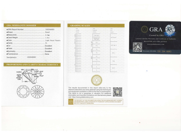Moissanite briljant 1 crt Light Royal Purple ( GRA ) – foto 6 – kavel bij XL Auctions