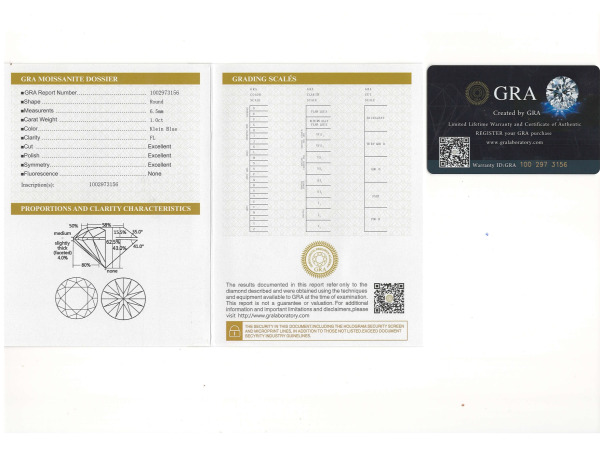 Moissanite briljant 1.00 crt Blue ( GRA gecertificeerd ) – foto 6 – kavel bij XL Auctions