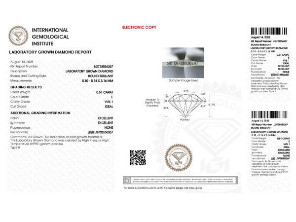 Diamant briljant 0.50 crt ( IGI gecertificeerd ) – foto 8 – kavel bij XL Auctions