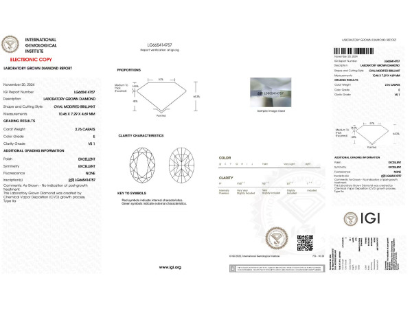Diamant oval 2.70 crt ( IGI gecertificeerd ) – foto 4 – kavel bij XL Auctions