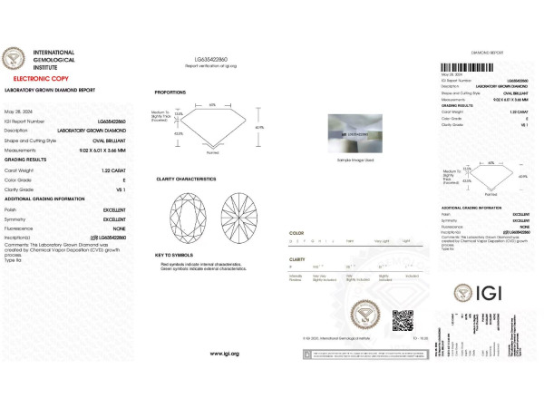 Diamant oval 1.20 crt ( IGI gecertificeerd ) – foto 7 – kavel bij XL Auctions