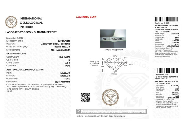 Diamant briljant 0.40 crt ( IGI gecertificeerd ) – foto 8 – kavel bij XL Auctions