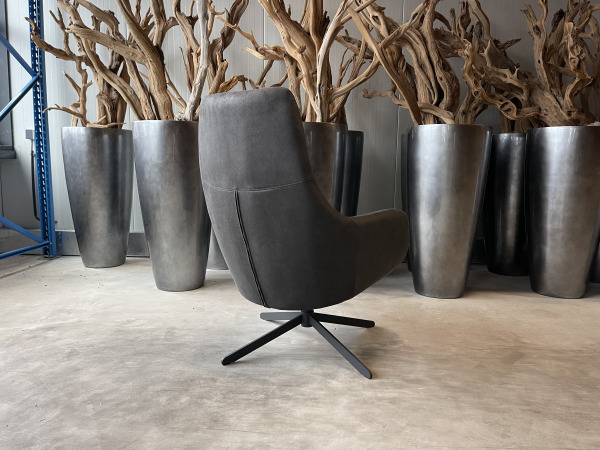 Fauteuil Cone (set van 2) -Draaibaar – Microleder Antraciet – foto 3 – kavel bij XL Auctions