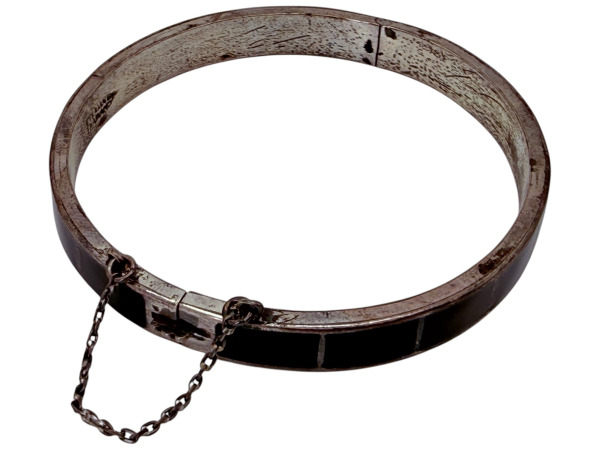 Luxe Zilveren Bangle met Zwarte Onyx – kavel bij XL Auctions