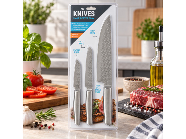 2x 2x KNIVES Diamond 3-delig chef Messenset – foto 2 – kavel bij XL Auctions