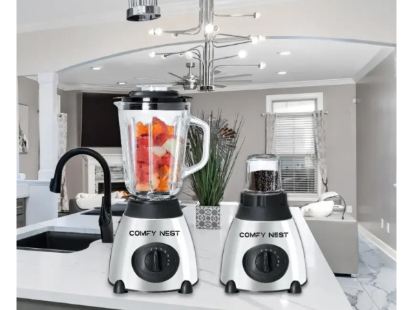 800 W 2-in-1 glazen blender en molen - grijs – foto 2 – kavel bij XL Auctions