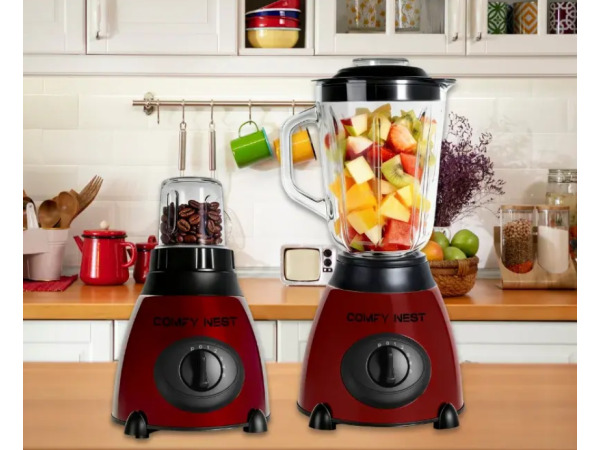 800 W 2-in-1 glazen blender en molen - rood – foto 2 – kavel bij XL Auctions