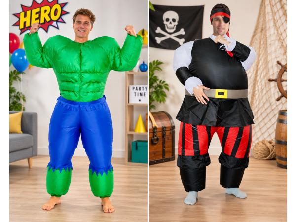 2x  Kostuum Piraat Onesize 2xKostuum Hulk Groen Onesize