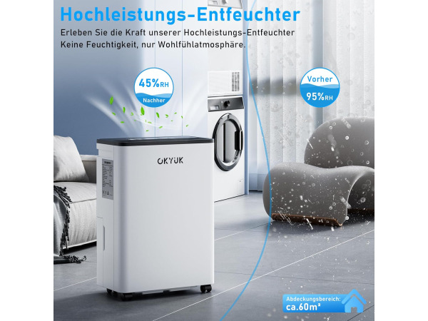 OKYUK Elektrische luchtontvochtiger - 12L - 60 m² – foto 3 – kavel bij XL Auctions