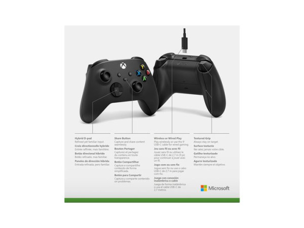 Xbox Draadloze Controller - Carbon Zwart + Kabel USB-C – foto 3 – kavel bij XL Auctions