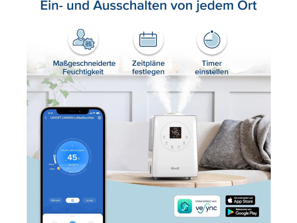 Levoit Smart luchtbevochtiger voor grote ruimte - 6L – foto 4 – kavel bij XL Auctions