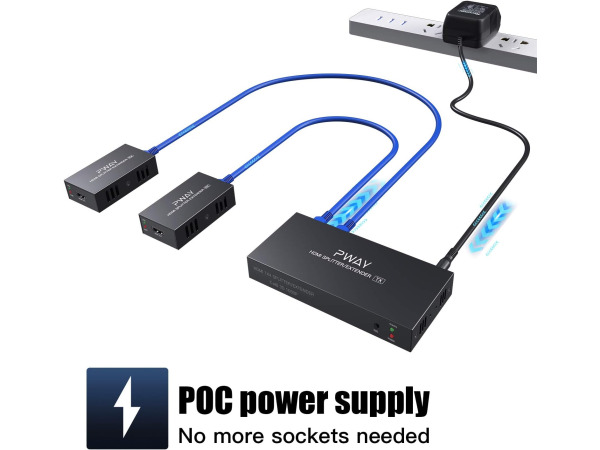 HDMI Splitter Extender 1X2-poort via Cat5e / Cat6 – foto 2 – kavel bij XL Auctions