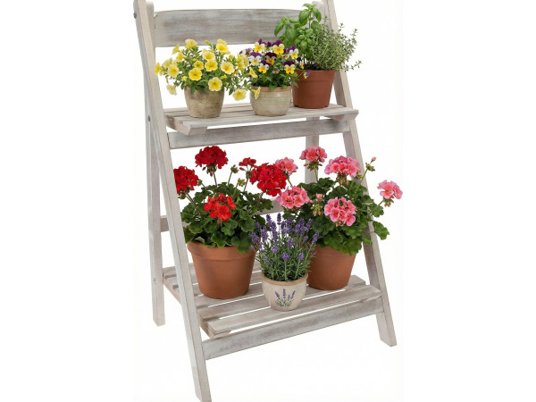 Plantenrek Whitwash Hout Opvouwbaar 32X41X66 CM – foto 2 – kavel bij XL Auctions
