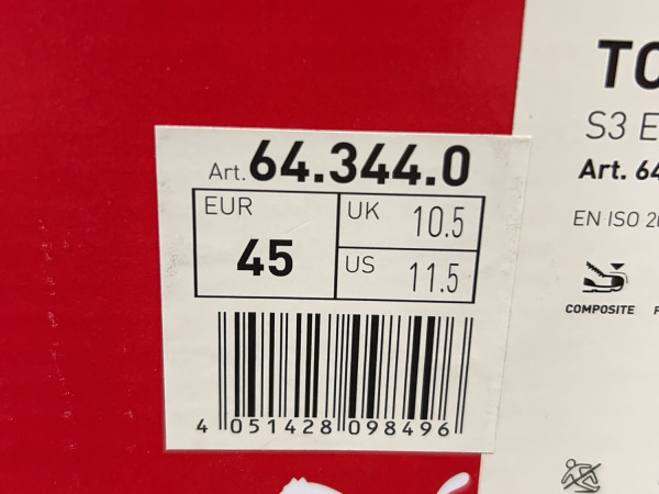 Puma veiligheidsschoen maat 45 S3 Touring zwart/rood – foto 9 – kavel bij XL Auctions