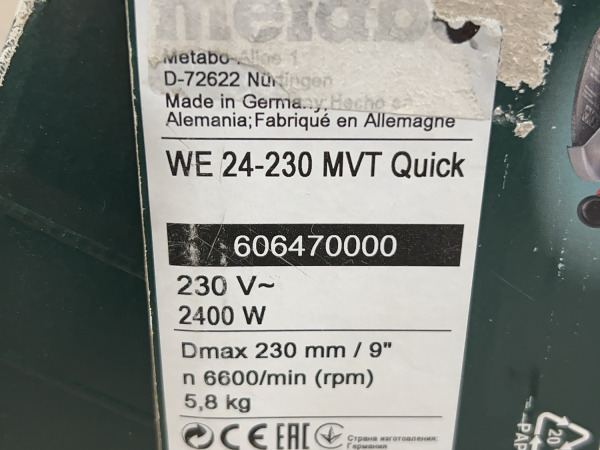 Metabo haakse slijper WE 24-230 MVT Quick – foto 3 – kavel bij XL Auctions