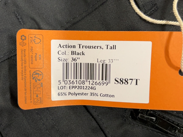 4x Portwest werkbroek maat 36 Action zwart – foto 6 – kavel bij XL Auctions