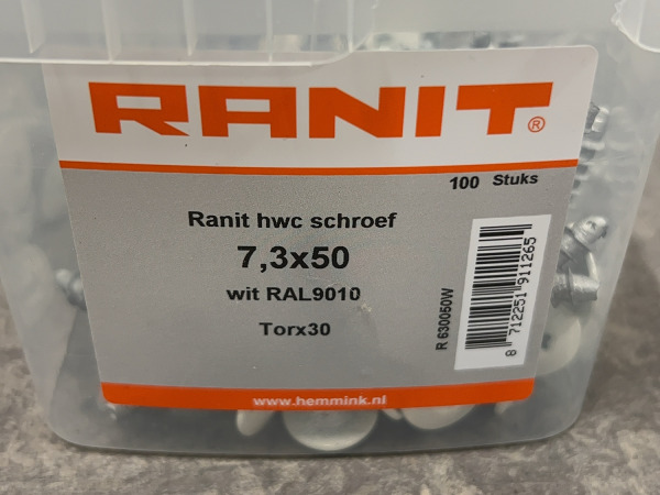 5x Ranit hwc schroef ø7,3x50mm 100-pack – foto 5 – kavel bij XL Auctions