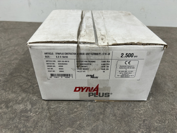 Dynaplus constructieschroef ø6x50/30 2500-pack – foto 6 – kavel bij XL Auctions