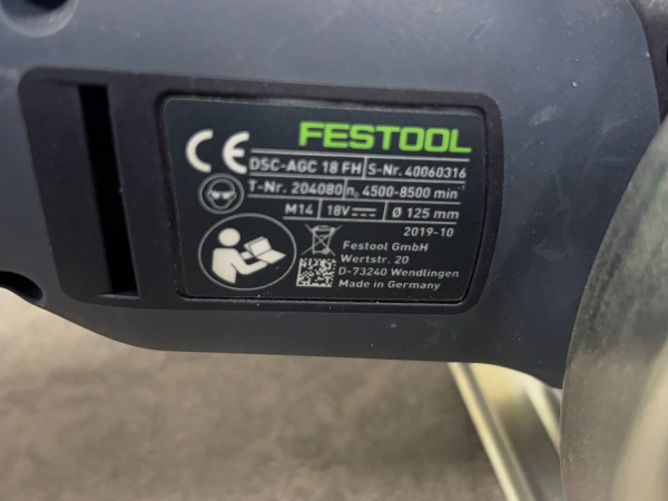Festool slijper DSC-AGC 18-125 FH Li EB-Basic – foto 6 – kavel bij XL Auctions