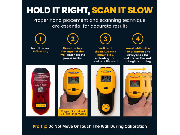Zircon StudSensor A100 Wandscanner - WireWarning Detectie – foto 5 – kavel bij XL Auctions