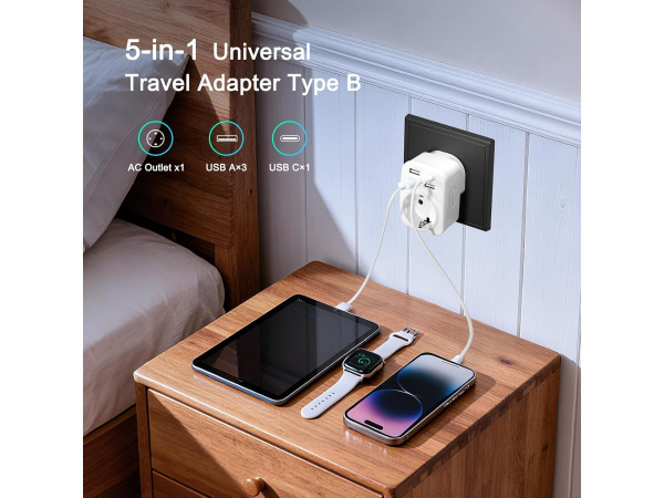 Hoppac 5-in-1 Amerikaanse stekkeradapter - USB – foto 2 – kavel bij XL Auctions