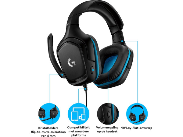 Logitech G432 - Gaming Headset - Geschikt voor PC - Blauw – foto 4 – kavel bij XL Auctions