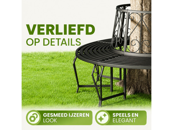 Metalen boombank Bree Ø 160 cm - zwart – foto 4 – kavel bij XL Auctions