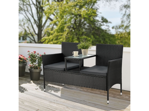 Tuinbank Monaco - Polyrotan zwart/grijs – foto 8 – kavel bij XL Auctions