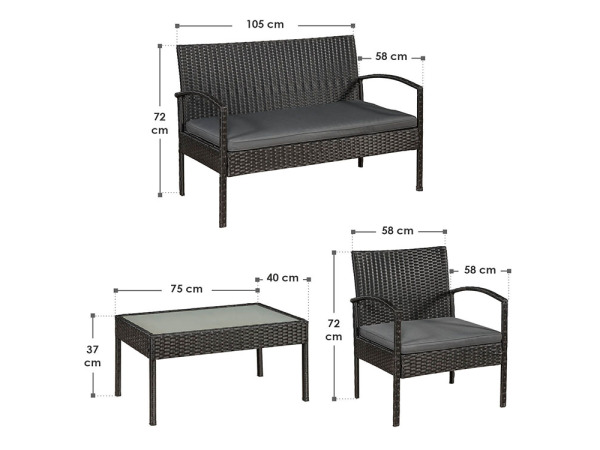 Loungeset Trinidad - Polyrotan - Donkergrijs – foto 2 – kavel bij XL Auctions