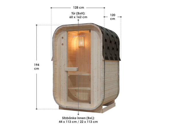 Barrelsauna Nolvik - Incl. Toebehoren - 120x128 x194 cm – foto 6 – kavel bij XL Auctions