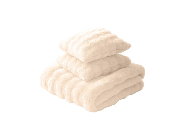 Pom Pom Fur plaid met kussens - crème wit – foto 3 – kavel bij XL Auctions