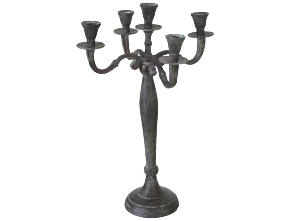 2x Kandelaar Classic aluminium antiek look 40 cm