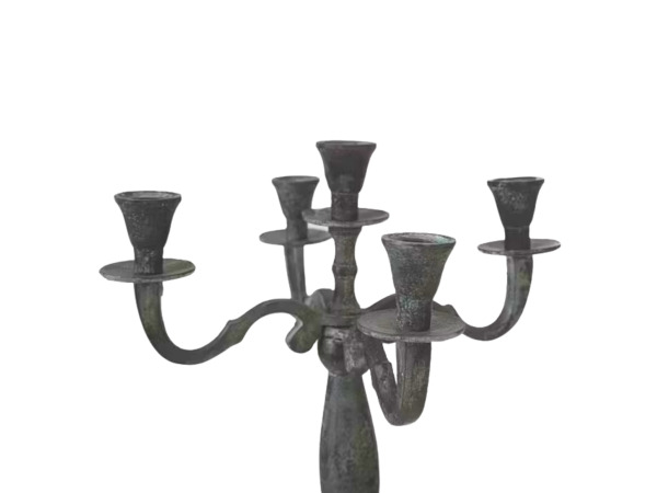 2x Kandelaar Classic aluminium antiek look 40 cm – foto 2 – kavel bij XL Auctions