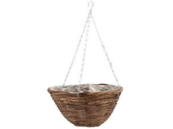 2x Hangende bloempot Rotan bruin 35 cm