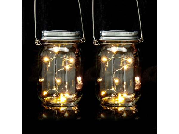 Set of 2 LED Solar Mason Jars – kavel bij XL Auctions