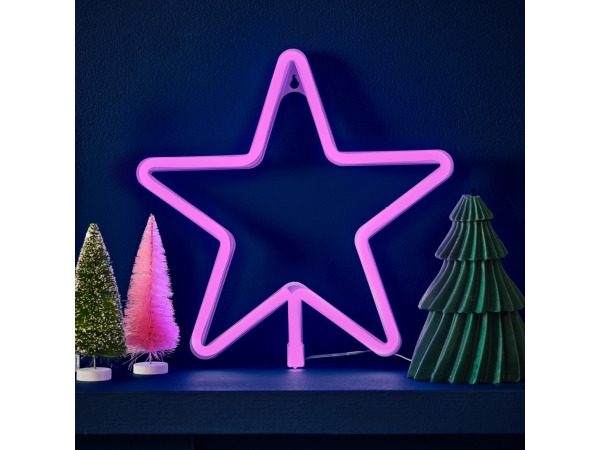 3x Ginger Ray Neon verlichting Star op batterij roze 28 cm – kavel bij XL Auctions