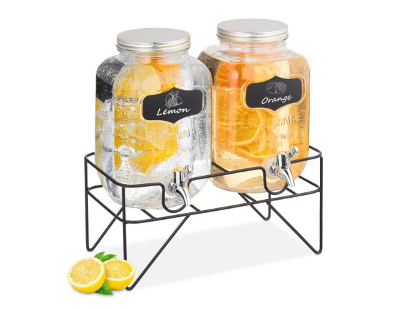 Feestelijke Drankdispenser met houder 4 l set van 2 – kavel bij XL Auctions