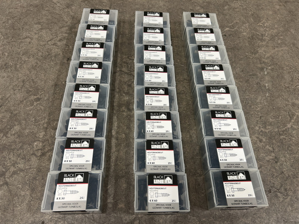Blackline houtdraadbouten ø6-8mm zwart set 24-delig – kavel bij XL Auctions