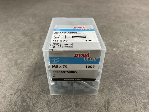 15x Dynafast zeskantschroef M5x70mm 100-pack – foto 3 – kavel bij XL Auctions
