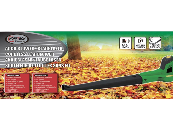 Hofftech Draadloze Bladblazer met Accu - 20 V 1300 Mah – foto 2 – kavel bij XL Auctions